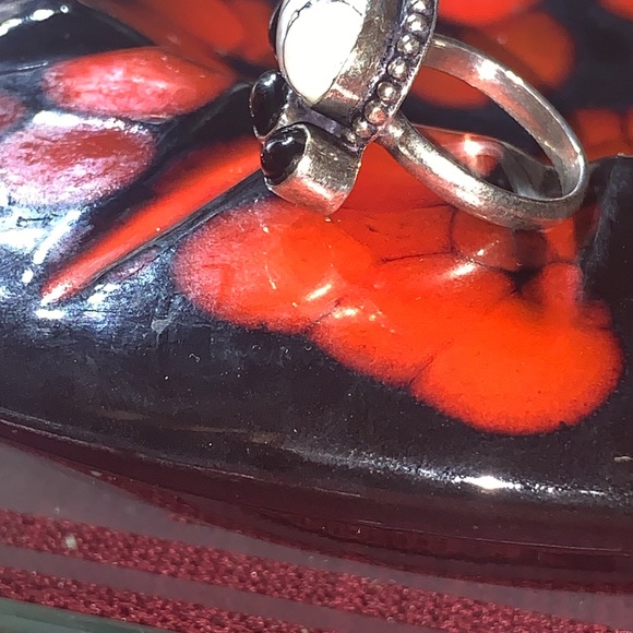 Beautiful black onyx with white turquoise sterling silver - Picture 4 of 9